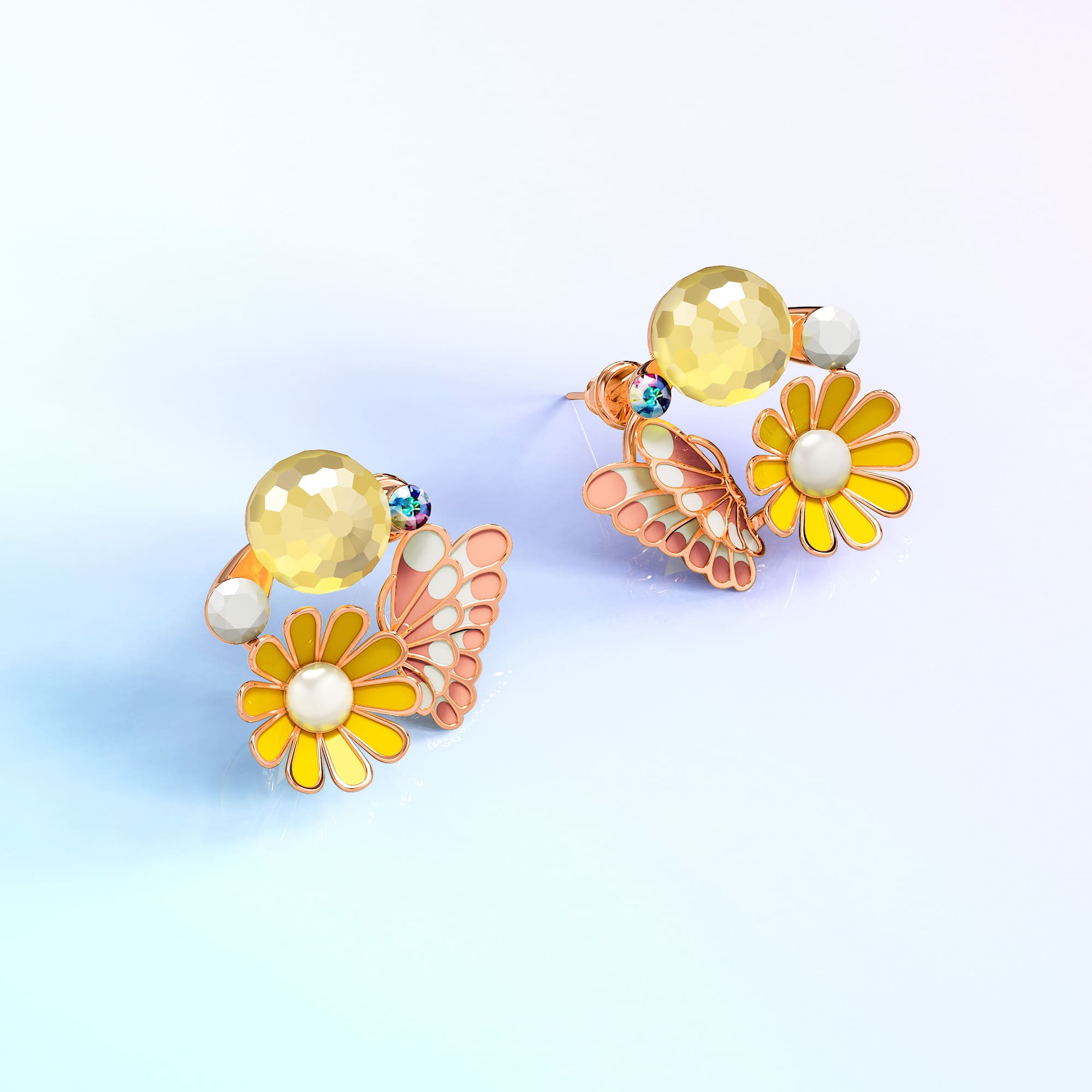 Butterfly Floral Stud Earrings - Image 3