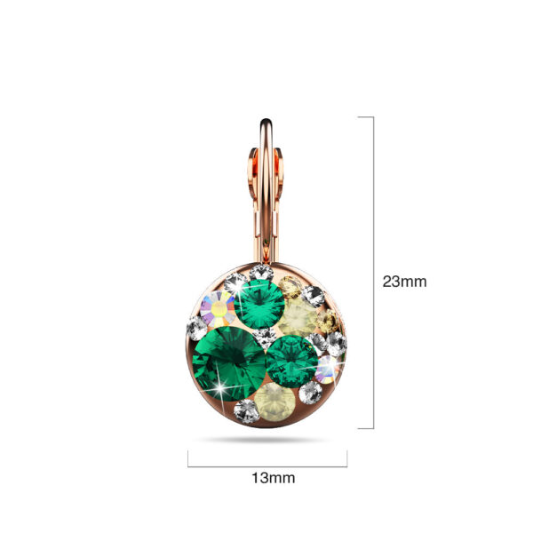 Clustered Austrian Crystals Leverback Earrings in Emerald Green - Image 3