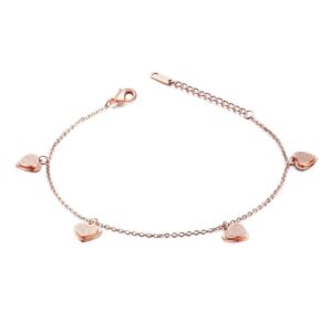 String of Four Hearts For Her Feet Jewellery Rose Gold Layered Anklet