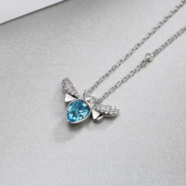 Bee Crystal Blue Necklace Embellished With SWAROVSKI® Crystals - Image 3