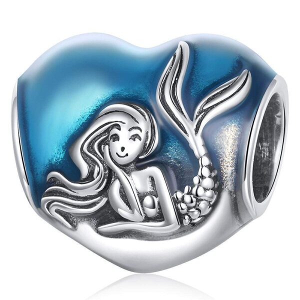Solid 925 Sterling Silver Blue Mermaid Pandora Inspired Charm