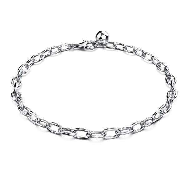 Solid 925 Sterling Silver Modest Cable Chain Bracelet - Image 2
