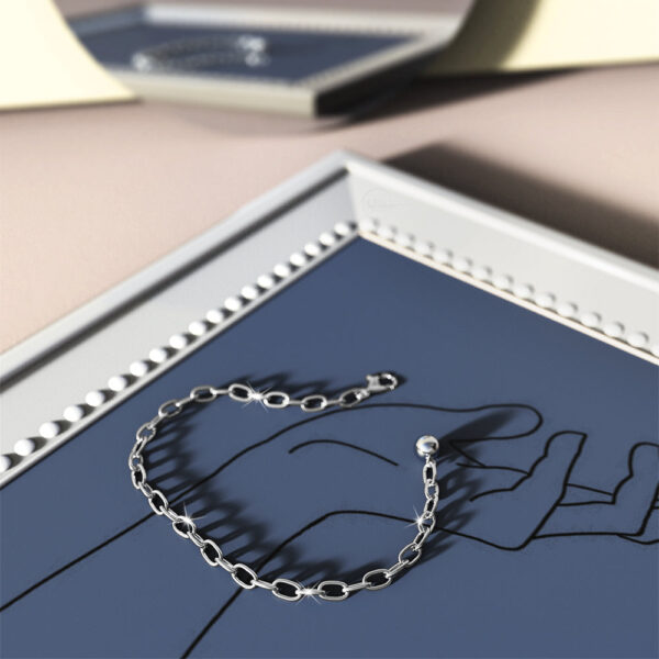 Solid 925 Sterling Silver Modest Cable Chain Bracelet - Image 3