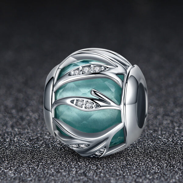 Solid 925 Sterling Silver Magical Ball Teal CZ Charm - Image 4