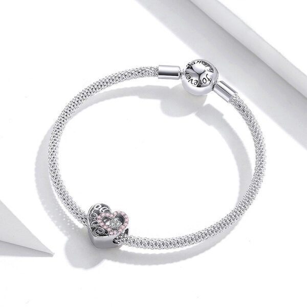 Solid 925 Sterling Silver Pinky Love CZ Charm - Image 3