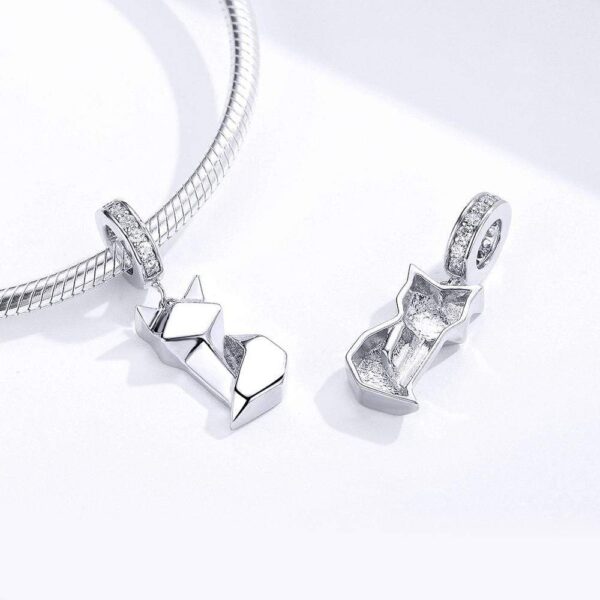 Solid 925 Sterling Silver Origami Cat Pandora Inspired Charm - Image 3