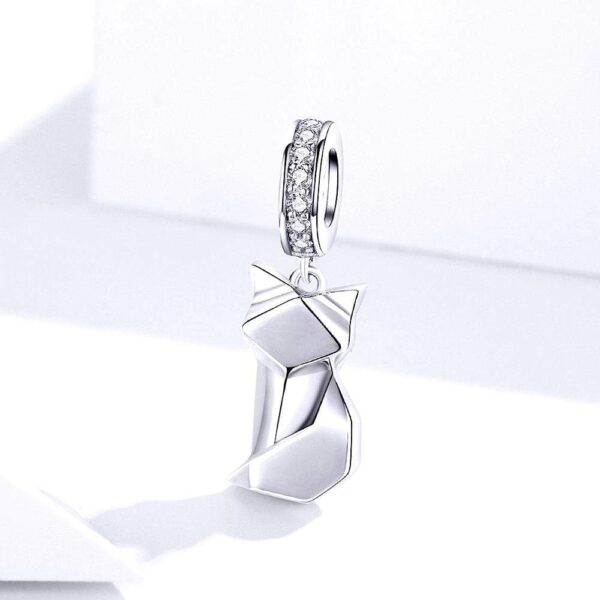 Solid 925 Sterling Silver Origami Cat Pandora Inspired Charm - Image 4