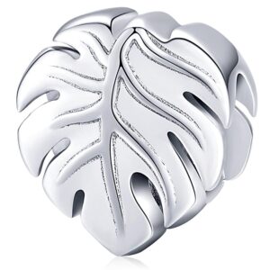 Solid 925 Sterling Silver Palm Leaf Pandora Inspired Charm