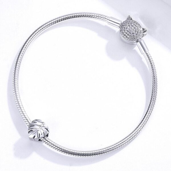 Solid 925 Sterling Silver Palm Leaf Pandora Inspired Charm - Image 2