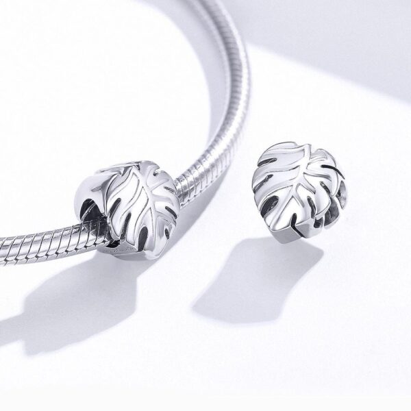 Solid 925 Sterling Silver Palm Leaf Pandora Inspired Charm - Image 3