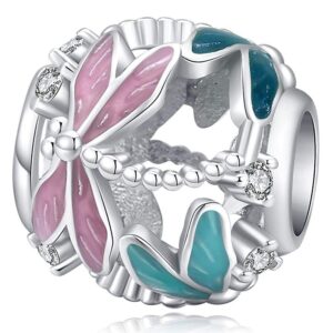 Solid 925 Sterling Silver Dragonfly Animal Pandora Inspired Charm