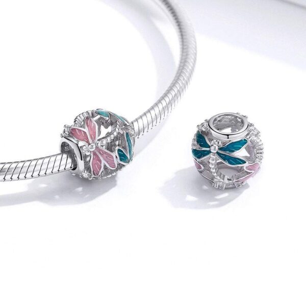Solid 925 Sterling Silver Dragonfly Animal Pandora Inspired Charm - Image 3