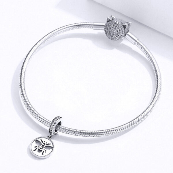 Solid 925 Sterling Silver Bee Animal Stamp Pandora Inspired Charm - Image 2