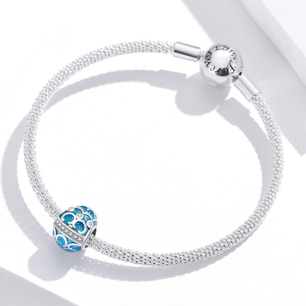 Solid 925 Sterling Silver Azure Egg Pandora Inspired Charm - Image 2