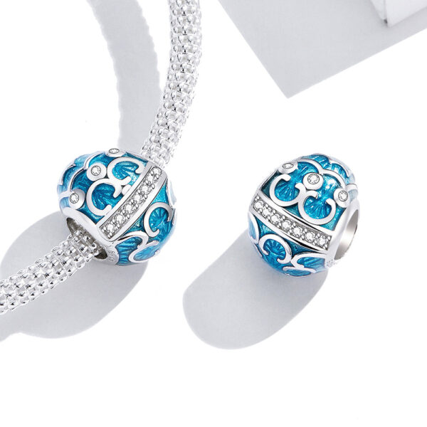 Solid 925 Sterling Silver Azure Egg Pandora Inspired Charm - Image 3