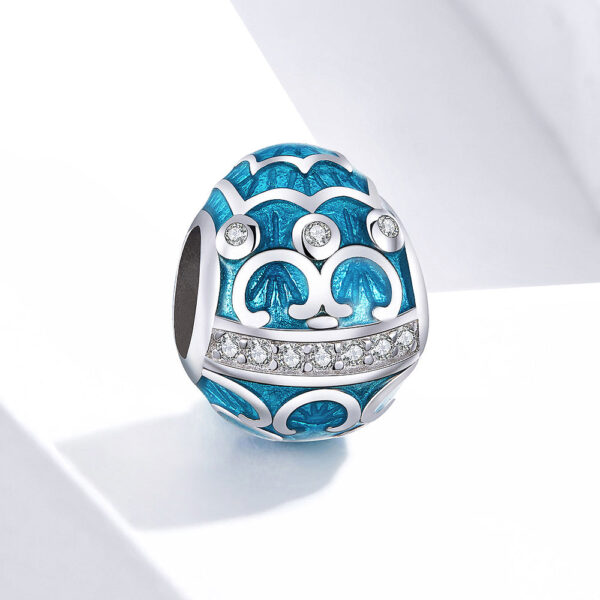 Solid 925 Sterling Silver Azure Egg Pandora Inspired Charm - Image 4