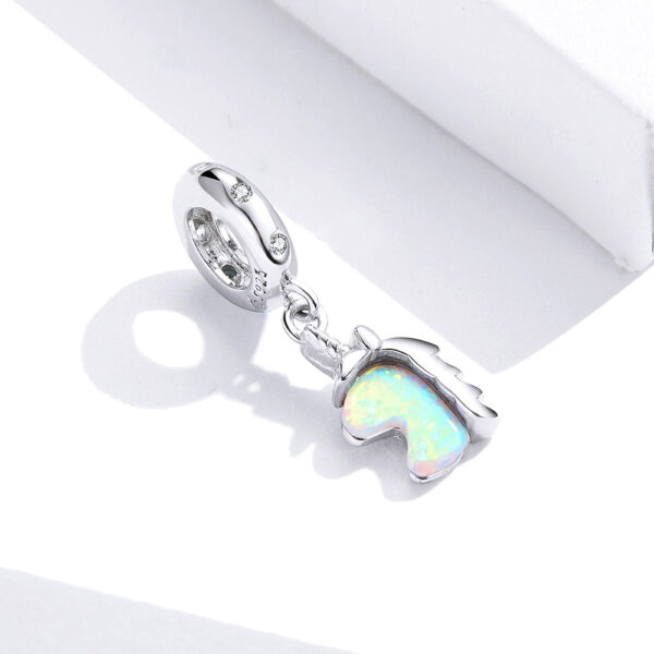 Solid 925 Sterling Silver Glowing Cute Baby Horse Animal Pandora Inspired Charm - Image 4
