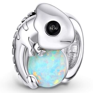 Solid 925 Sterling Silver Glowing Gecko Baby Lizard Animal Pandora Inspired Charm