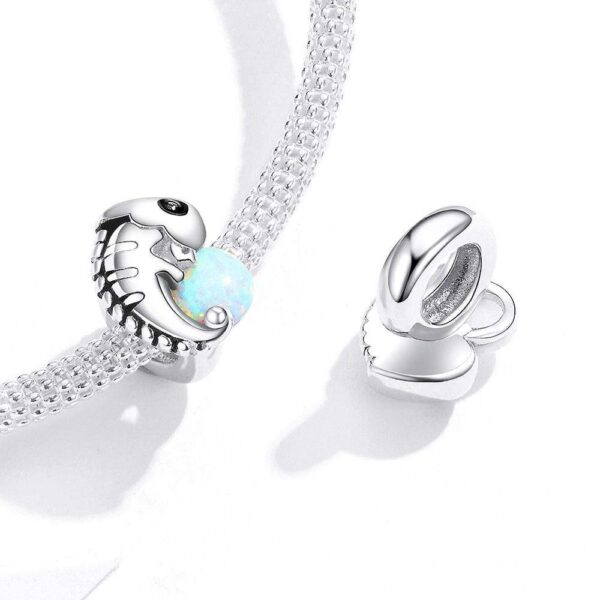 Solid 925 Sterling Silver Glowing Gecko Baby Lizard Animal Pandora Inspired Charm - Image 3