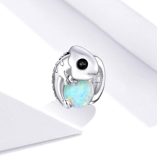 Solid 925 Sterling Silver Glowing Gecko Baby Lizard Animal Pandora Inspired Charm - Image 4