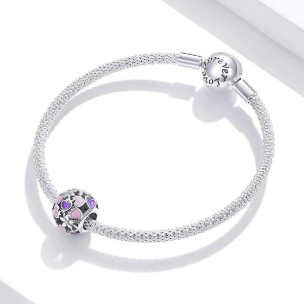 Solid 925 Sterling Silver Dual Tone Heart Shape Pandora Inspired charm - Image 2