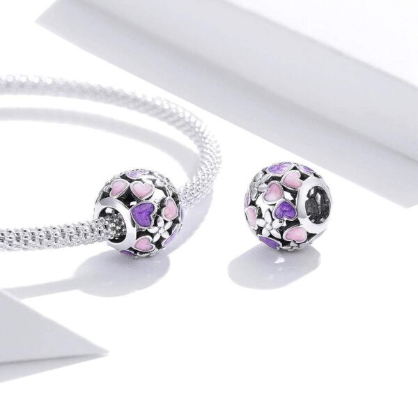 Solid 925 Sterling Silver Dual Tone Heart Shape Pandora Inspired charm - Image 3