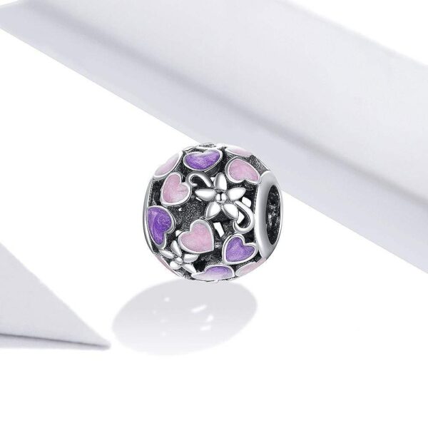 Solid 925 Sterling Silver Dual Tone Heart Shape Pandora Inspired charm - Image 4