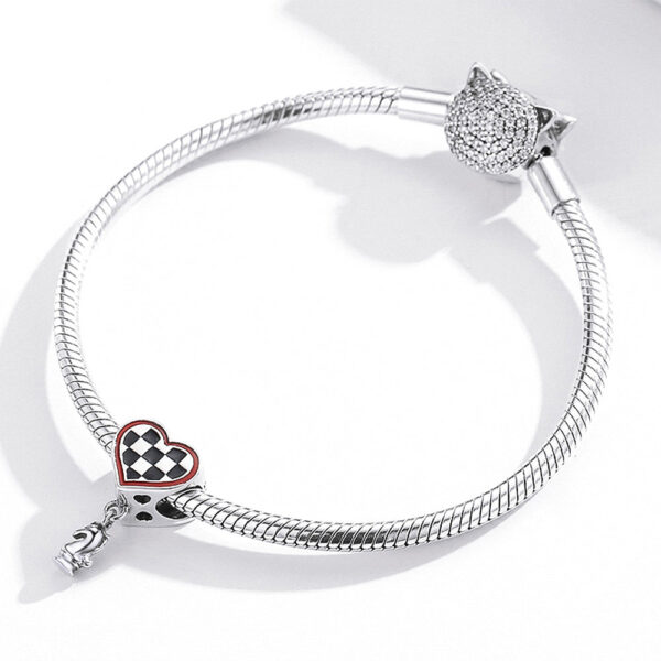 Solid 925 Sterling Silver In Love With Checkers Pandora Inspired Charm - Image 2