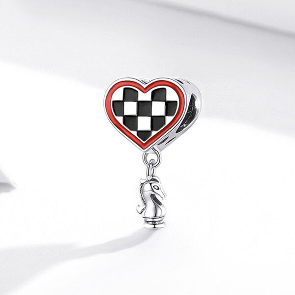Solid 925 Sterling Silver In Love With Checkers Pandora Inspired Charm - Image 4