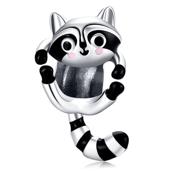 Solid 925 Sterling Silver Jumpy Fun Racoon Pandora Inspired Charm
