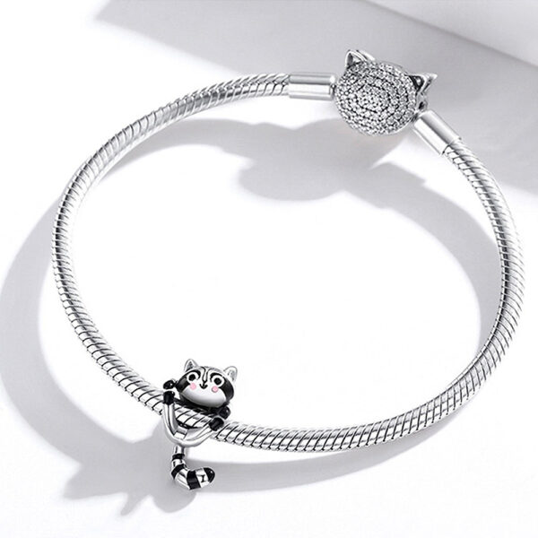Solid 925 Sterling Silver Jumpy Fun Racoon Pandora Inspired Charm - Image 2