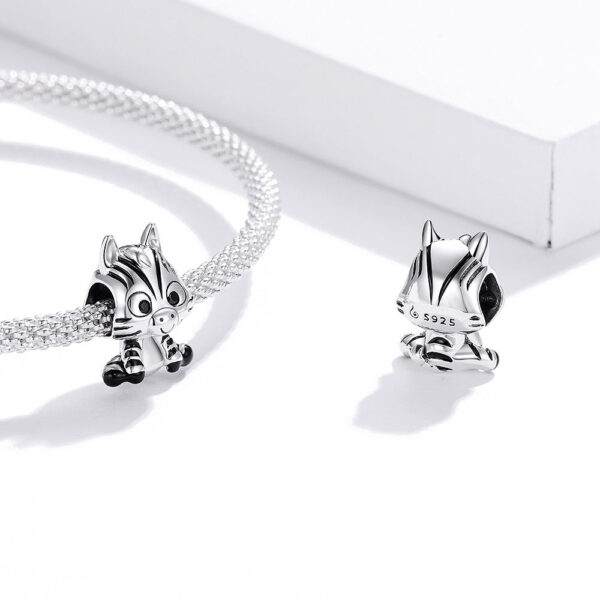 Solid 925 Sterling Silver Baby Zebra Pandora Inspired Charm - Image 3