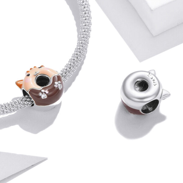Solid 925 Sterling Silver Cutie Cat Pandora Inspired Charm - Image 2