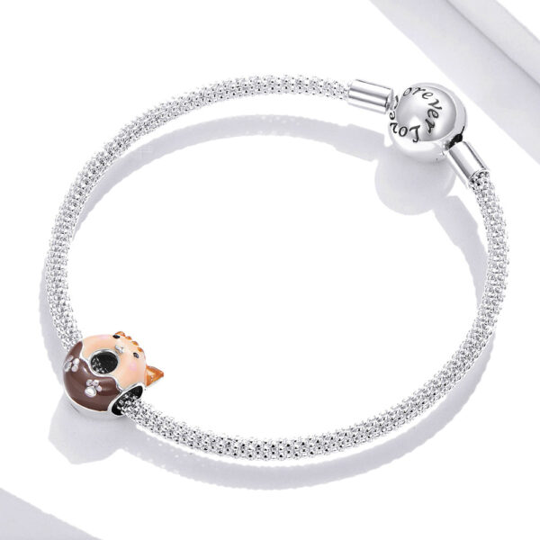 Solid 925 Sterling Silver Cutie Cat Pandora Inspired Charm - Image 3