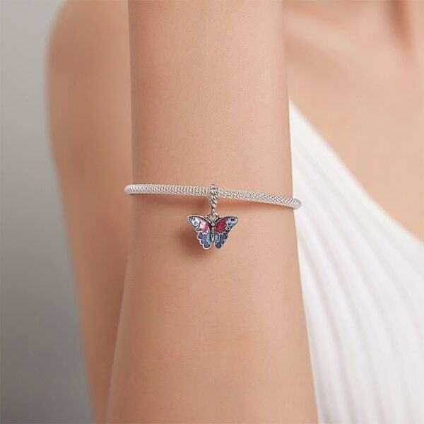 Solid 925 Sterling Silver Majestic Butterfly Pandora Inspired Bead Charm - Image 5
