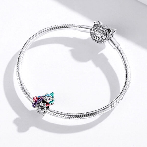 Solid 925 Sterling Silver Giddy Rainbow Unicorn Pandora Inspired Bead Charm - Image 3