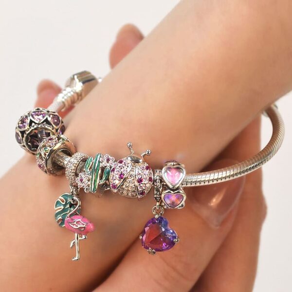 Solid 925 Signature Silver Puffy Hearts Charm - Image 6