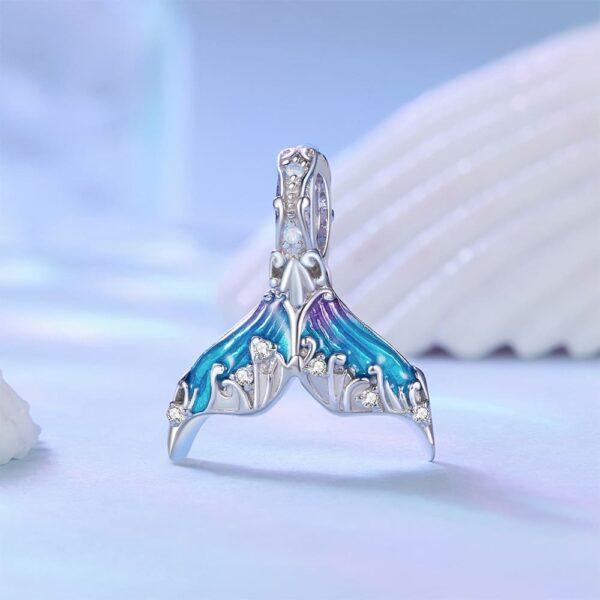 Solid 925 Signature Silver Mermaid Gleam Tail Charm - Image 2