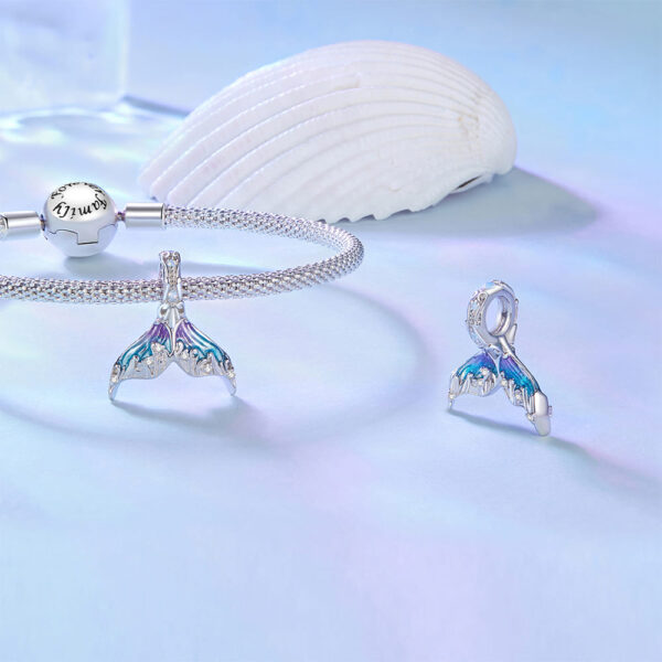 Solid 925 Signature Silver Mermaid Gleam Tail Charm - Image 4