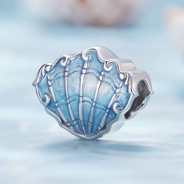 Solid 925 Signature Silver Azure Seashell Charm - Image 2