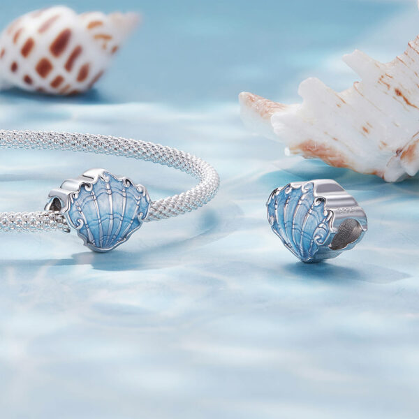 Solid 925 Signature Silver Azure Seashell Charm - Image 4