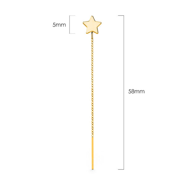 Solid 925 Sterling Gold Star Threader Earrings - Image 4