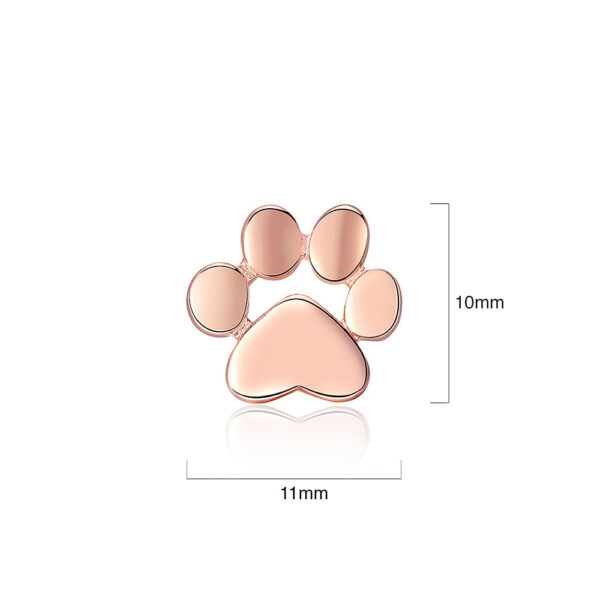 Solid 925 Sterling Silver Animal Paw Print Rose Gold Stud Earrings - Image 7
