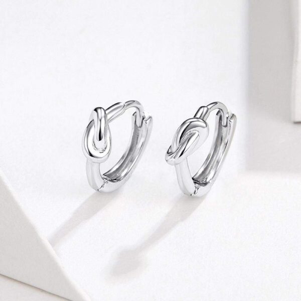 Solid 925 Sterling Silver Simplest Knot Earrings - Image 2