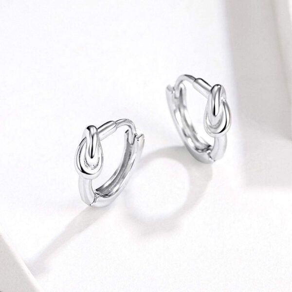 Solid 925 Sterling Silver Simplest Knot Earrings - Image 3
