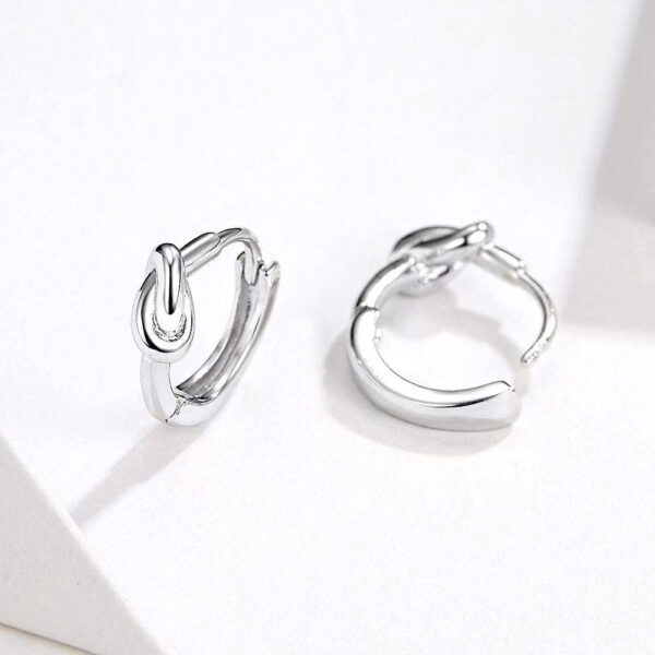 Solid 925 Sterling Silver Simplest Knot Earrings - Image 4