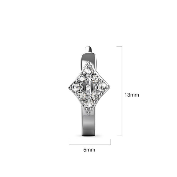 Solid 925 Sterling Silver Cubic Zirconia Diamond Shaped Hoop Earrings - Image 6