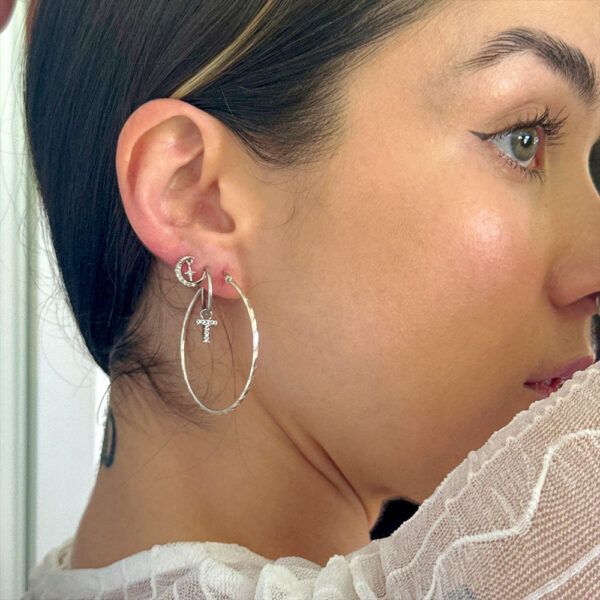 Solid 925 Sterling Silver Pure Crescent and Unicorn Stud Earrings - Image 2
