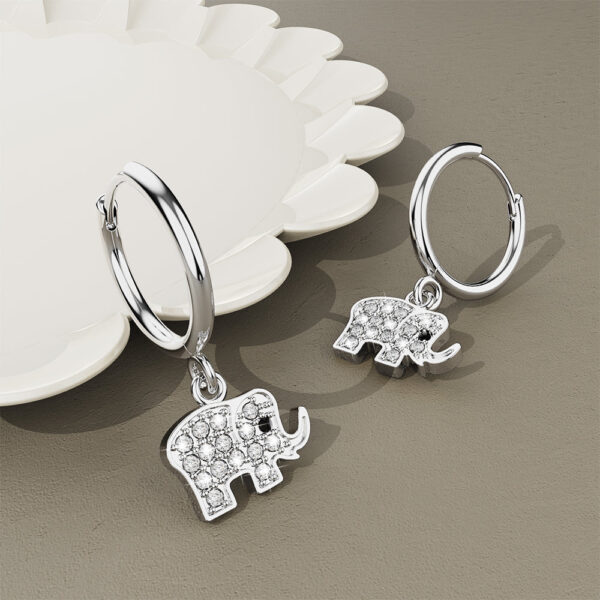 Solid 925 Sterling Silver Elly Zircon Huggie Earrings Silver - Image 2