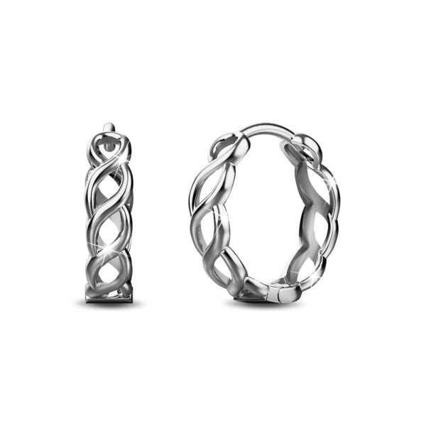 Solid 925 Sterling Silver Weavy Links Earrings